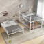 Lit superposé triple en métal double au-dessus de double au-dessus de double, structure de lit superposé robuste avec garde-corps de sécurité et conception à bruit réduit, blanc-923835744-923835750