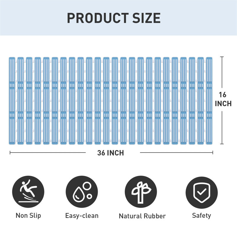 Grainger Plastic / Acrylic Non-Slip Shower Mat, Blue