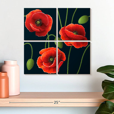 Trio de coquelicots rouges Harnek