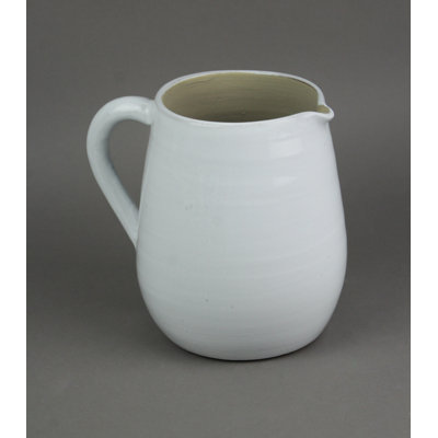 Pichet/vase en céramique blanche de style campagnard vintage, orné d'un motif d'arbre doré, hauteur 18,4 cm (7,25 pouces).