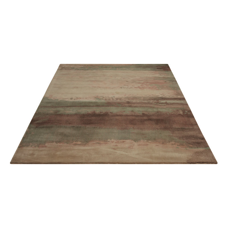 Wool Abstract Area Rug in Cream/Gray/Light Tan, Rectangle 4' x 6'