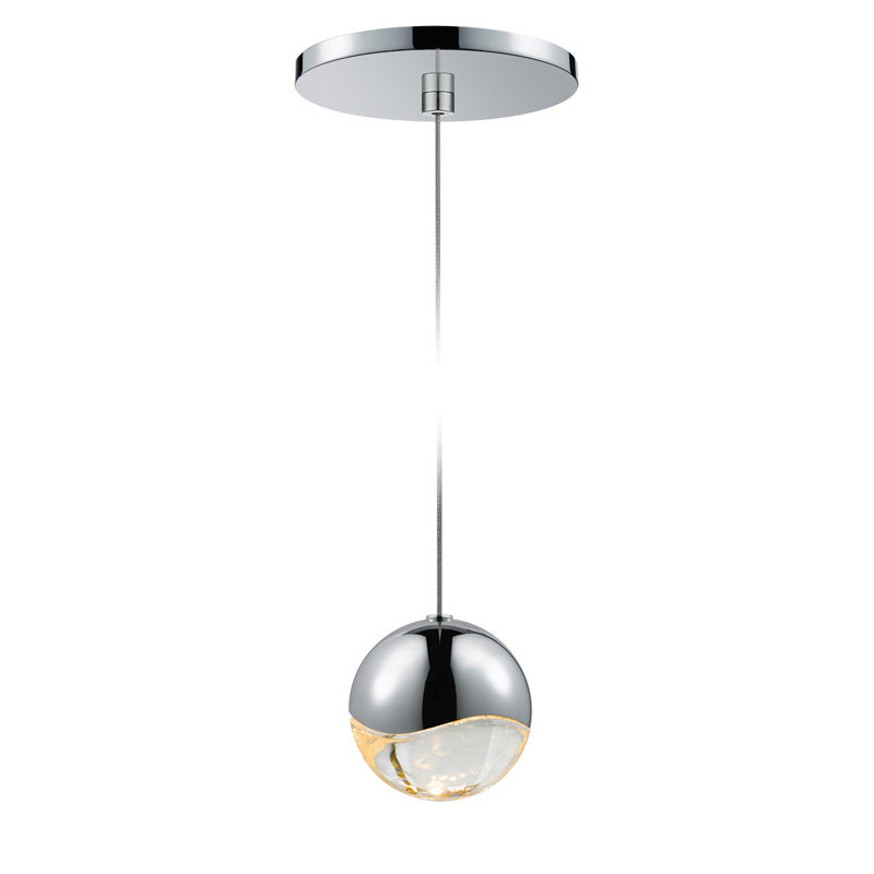 Grapes 1 - Light LED Single Pendant, 3.25" H x 3.25" W x 3.25" D, Polished Chrome