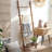 5Ft Rustic Farmhouse Wooden Blanket Ladder With Bottom Shelf: Decorative Wall-Leaning Towel Rack, Bathroom Storage, And Quilt Display Holder In Light Brown