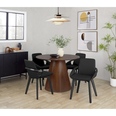 Chaise en bambou noir et similicuir noir