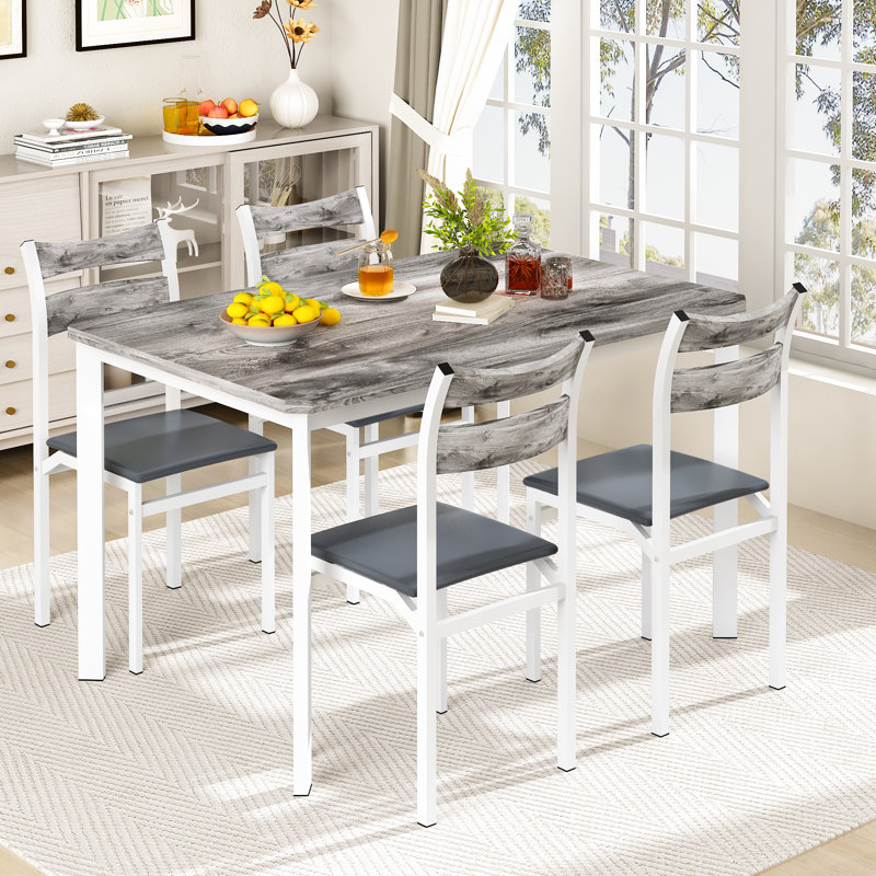 Ensemble de salle à manger à quatre pieds Ohmer pour 4 personnes, ensemble de table de salle à manger pour 4 personnes, table de cuisine en bois avec chaises rembourrées