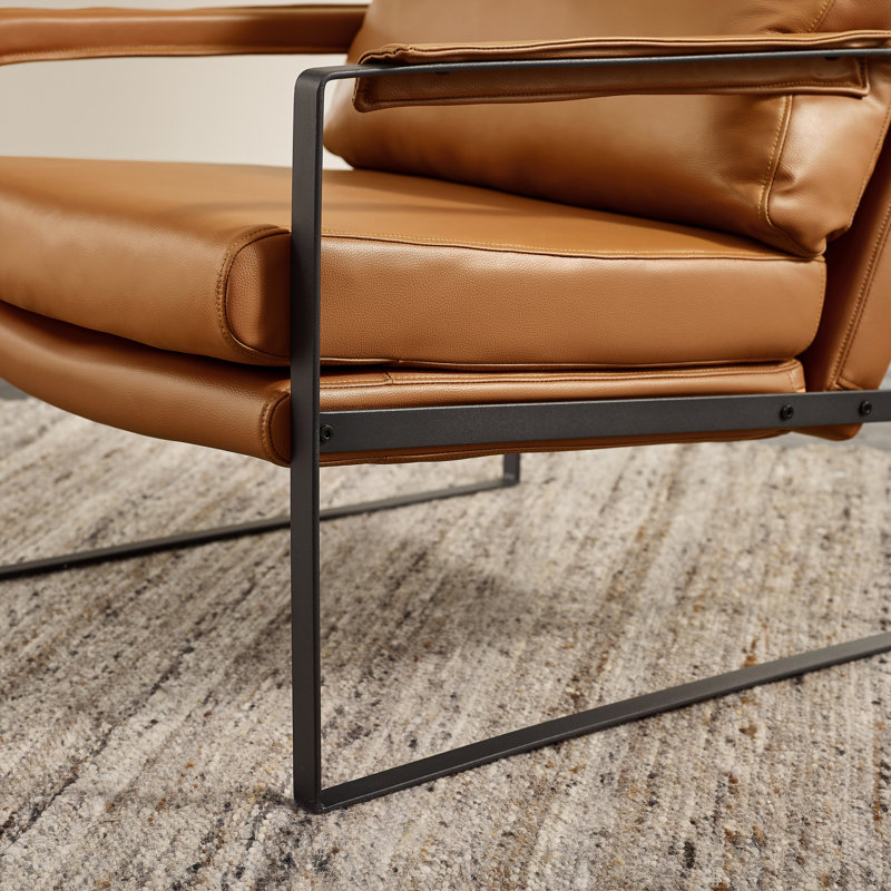 Mirsade 27.09'' W Leather Upholstered Accent Armchair