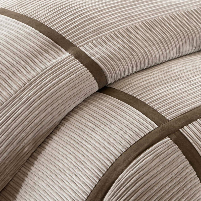 Édredon en velours côtelé Taupe 7 pièces, Édredon grand + 6 pièces supplémentaires