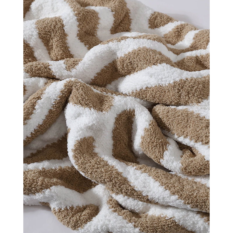 Biscotti Off-White Geometric Pattern Throw Blanket