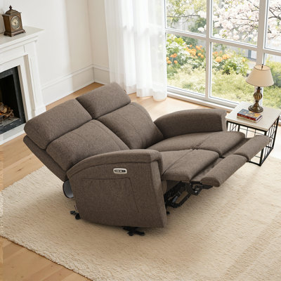 Canapé inclinable électrique 60,2 "avec vibration, double chauffage, appui-tête réglable, tissu