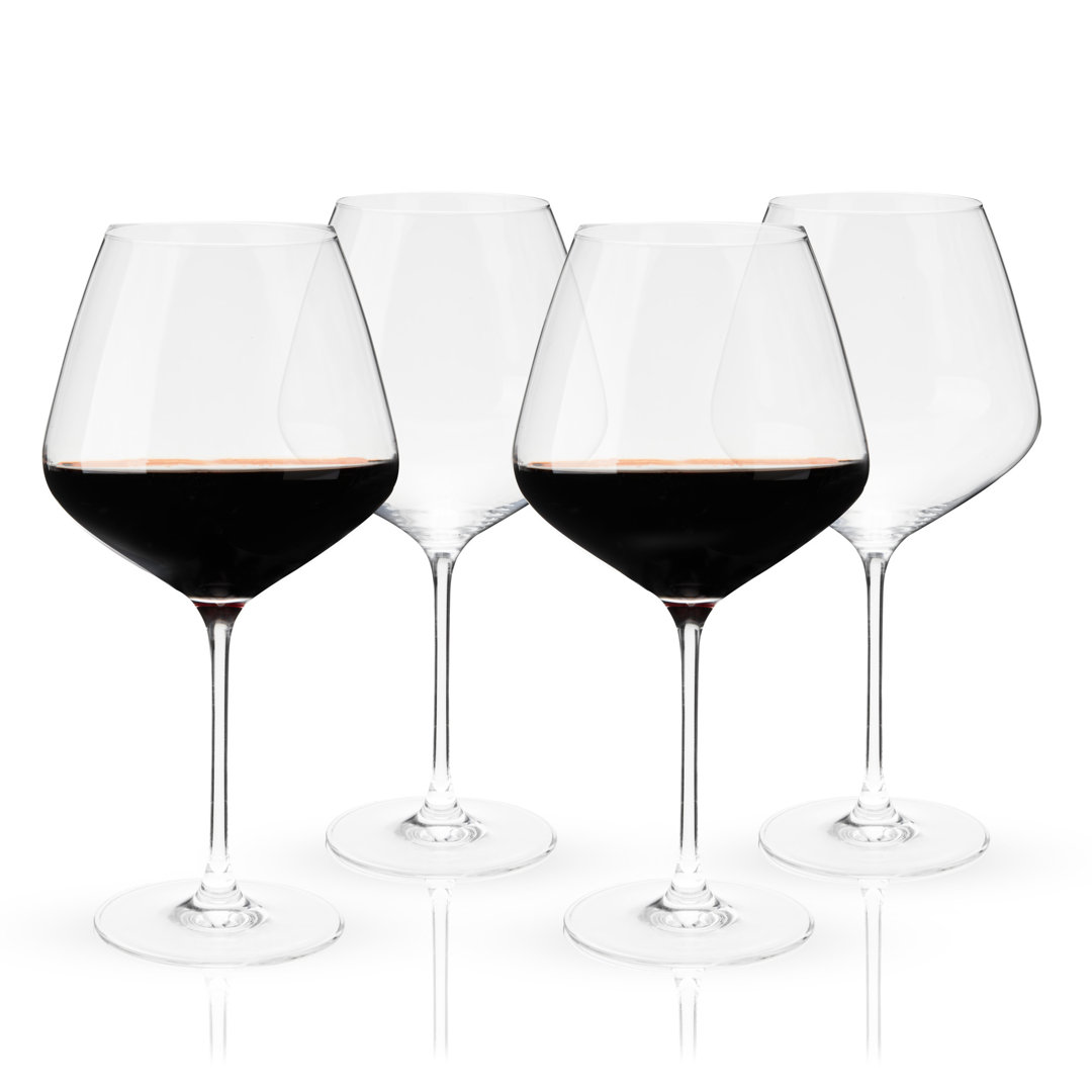 Reserve Inez Crystal Burgundy Glasses (Set of 4) Viski