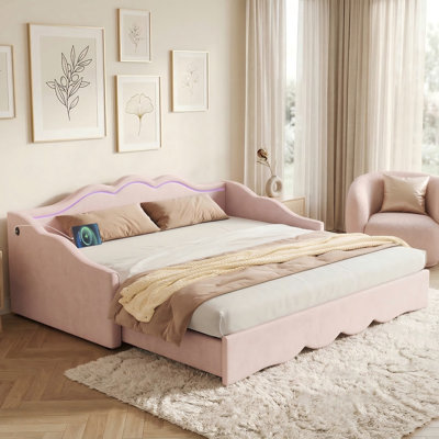 Upholstered Daybed with Trundle Bed