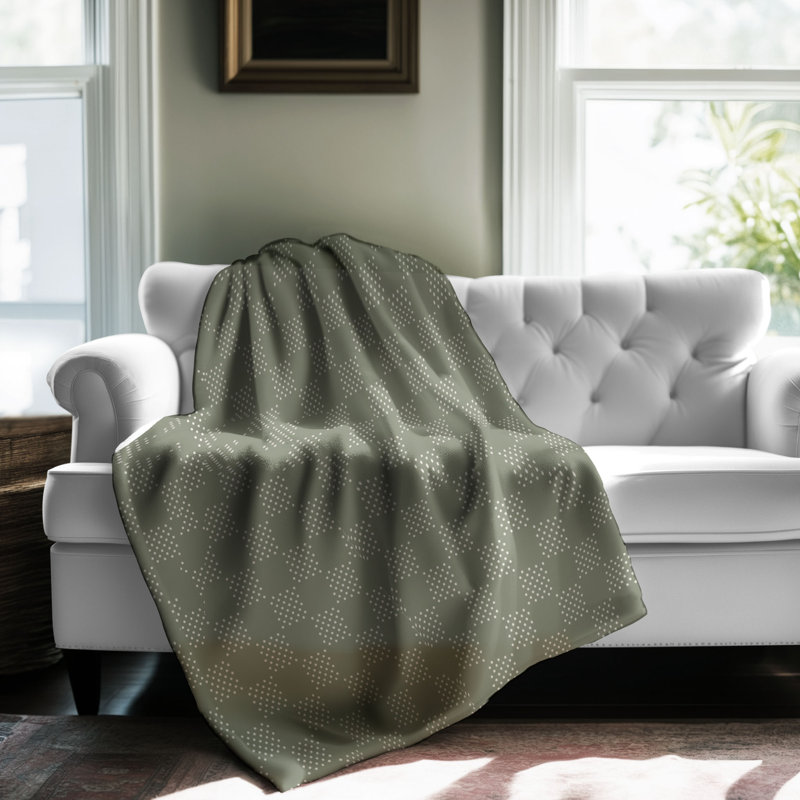 Olive Circles - couverture sherpa 1 pièce de qualité supérieure 0215, L 60 po x L 80 po