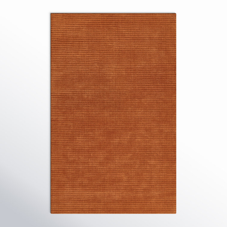 Guiness Solid Color Hand Loomed Wool Area Rug in Orange