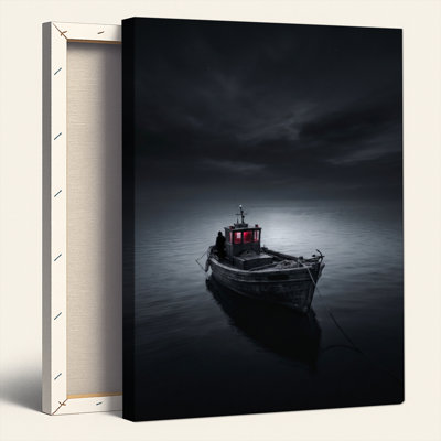 Art mural sur toile Gallery Wrap pour le salon, la chambre à coucher, le bureau ou le vestibule - décoration murale décorative avec bateau foncé