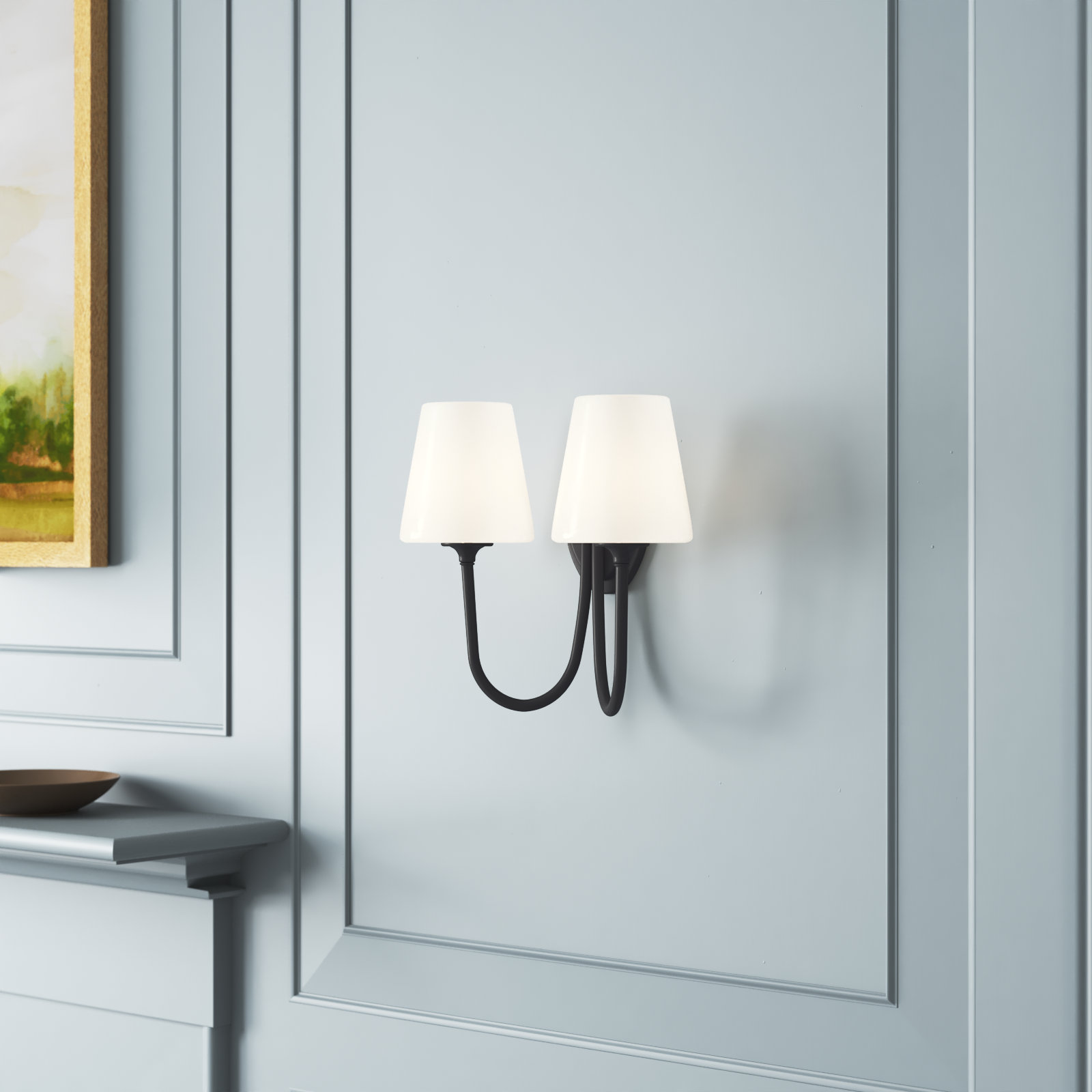 Arcus Steel Armed Sconce, Black Forged