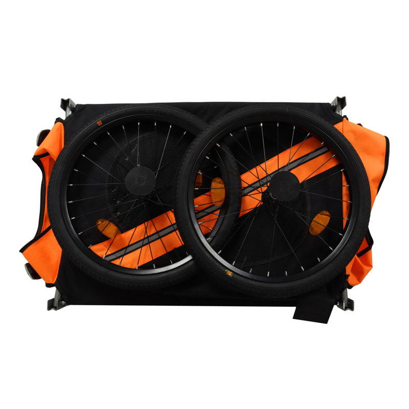 Large Folding Bike Trailer For Dogs, Black/Orange