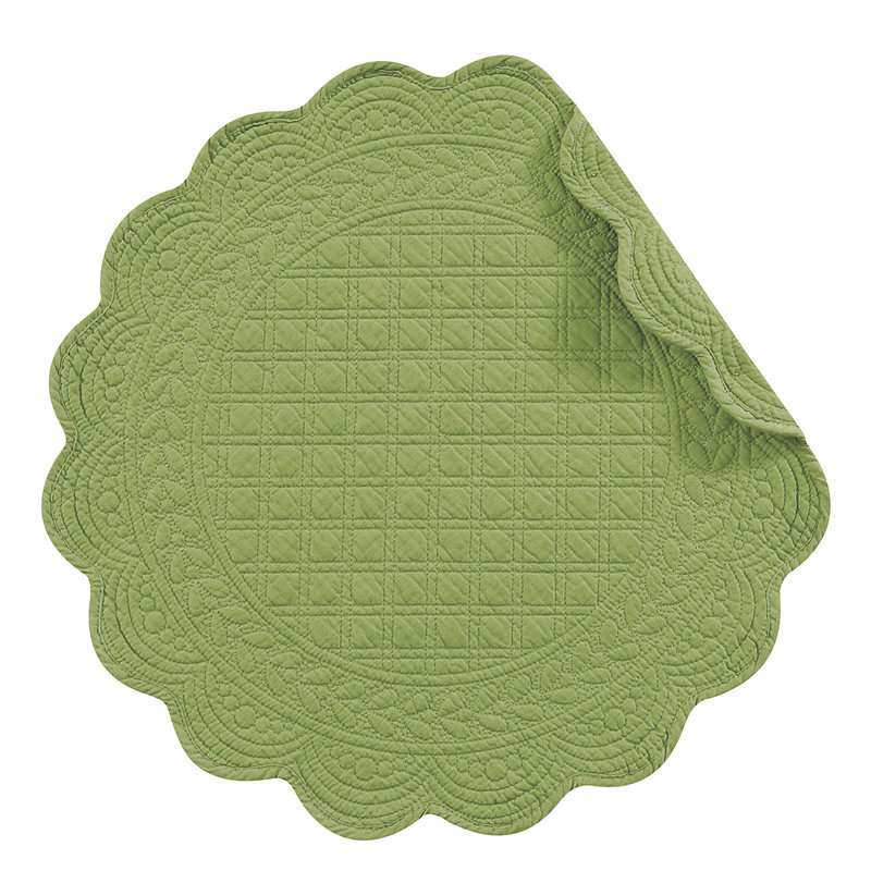 Napperon matelassé rond en coton 17 po, Vert