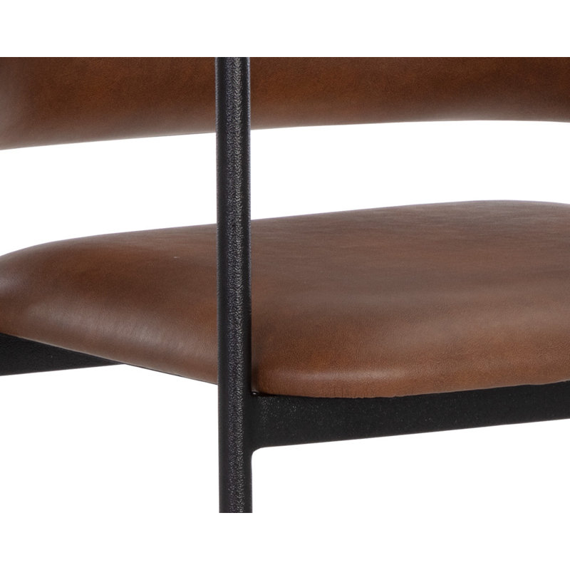 Brenan Upholstered Stool with Metal Frame, Bar Stool (29.5” Seat Height), Brown