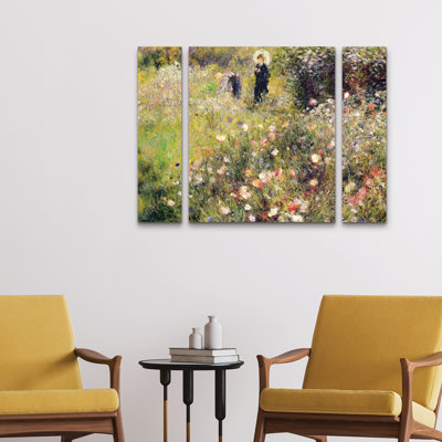 Ensemble de 3 panneaux d'art mural - "Paysage d'été" par Pierre Renoir pour décoration de salon, de chambre à coucher ou de bureau 