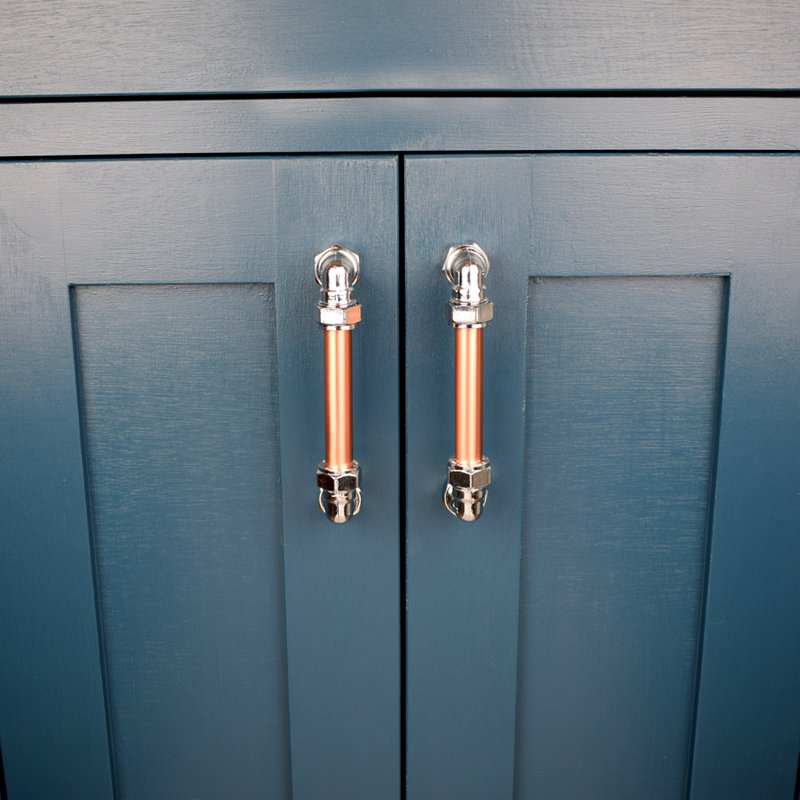 Chrome And Copper Handle / Pull, 12.8cm