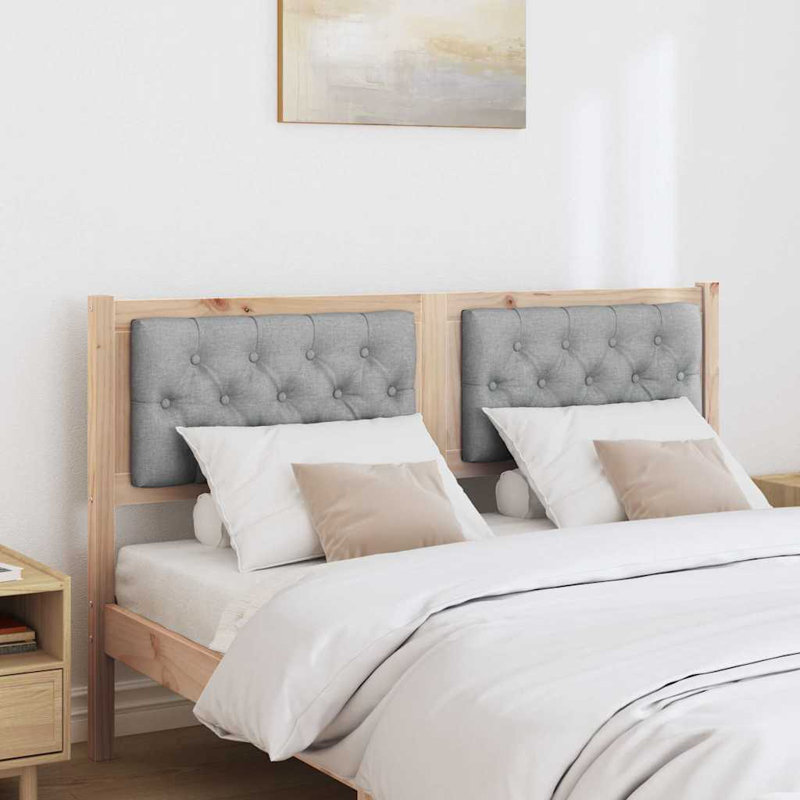 Solid Wood Headboard, Brown, EU Double - 140 x 200 cm, Light Grey