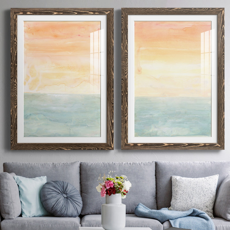 Impression encadrée Sunny Horizon IPremium - prête à être suspendue, H 43,5 po x l 31,5 po x P 1 po, Papier, cadre noyer