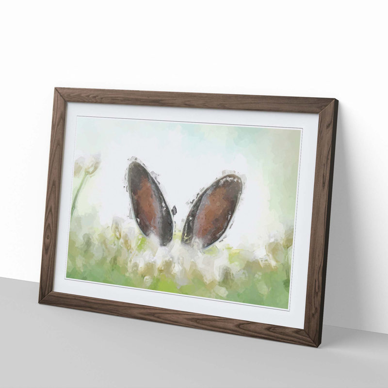 Ears of a Hare in the Grass - Picture Frame Painting Print, 62cm H x 87cm W x 2cm D, Walnut Framed