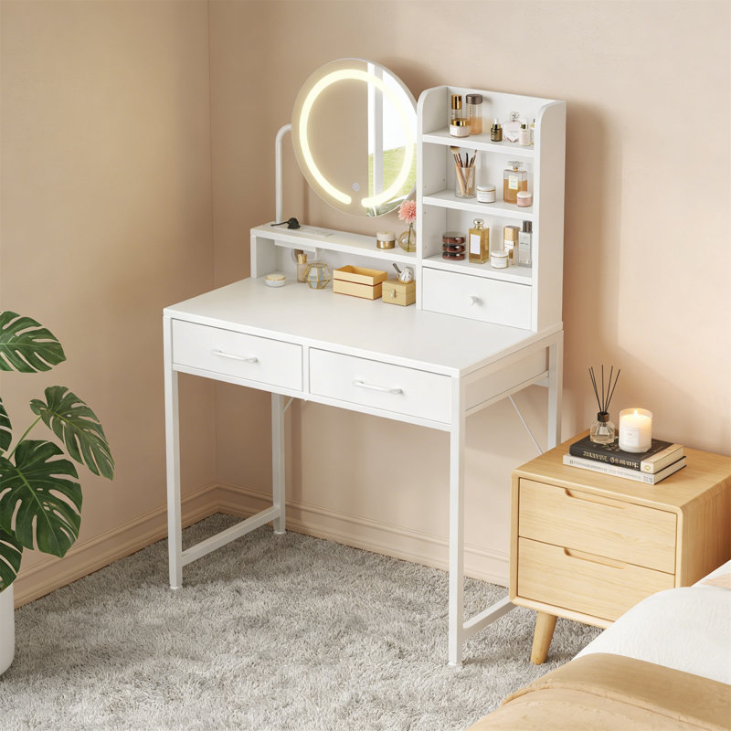 Featuring A Lighted Mirror, Wooden Storage Drawers, Built-In Charging Ports, And Adjustable Shelves, It’S The Addition To Your Bedroom Or Dressing Area