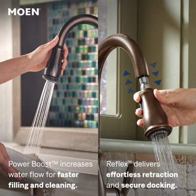 MOEN Brantford Single-Handle Pull-Down Sprayer Kitchen Faucet with Reflex and Power Boost in Oil Rubbed Bronze