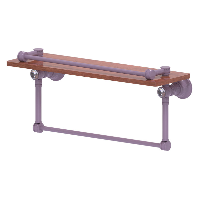 Tablette flottante en cristal Carolina avec barre à serviettes, H 7,4 po x l 16 po x P 5,54 po, Lavande