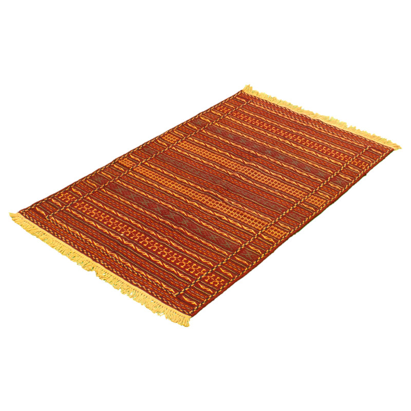 Tapis décoratif en laine rouge/jaune noué à la main new age kashkoli de conception unique 3 pi 3 po x 4 pi 11 po new age kashkoli