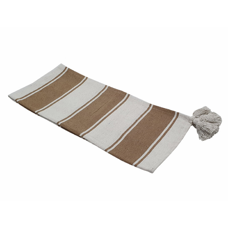 Brown and White Striped Cotton Blend Throw Blanket, 50" x 60"