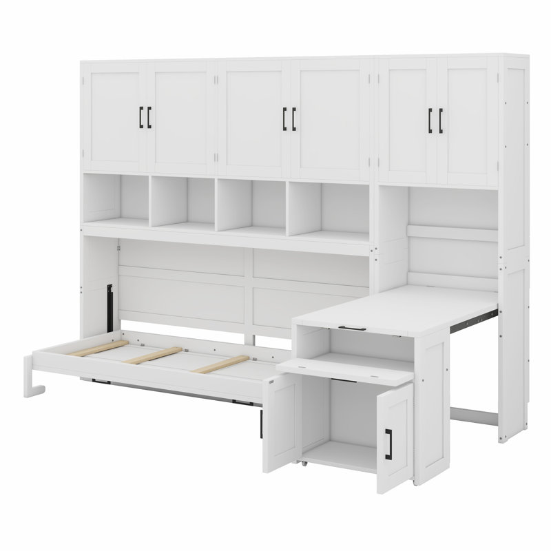 Lit escamotable mural avec placard et bureau Murphy, Blanc