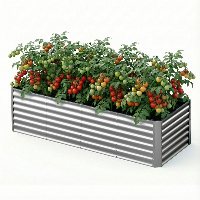 Lit de jardin surélevé galvanisé, jardinière extérieure, ensemble de jardin en métal pour plantation de plantes potagères, argent, 8 x 4 x 1 pi (ensemble de 2)