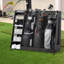 Support de rangement pour sac de golf en bois avec 3 compartiments, 5 tablettes, pouvant contenir 2 sacs et 14+ clubs-1414770007