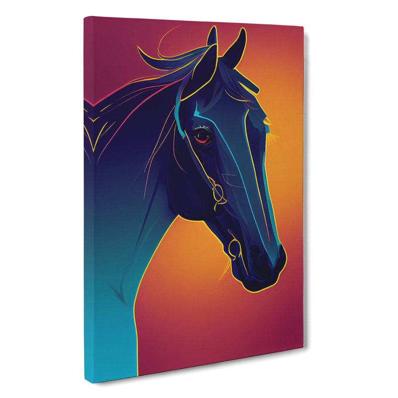 Neon Horse - Wrapped Canvas, 50cm H x 35cm W x 3cm D
