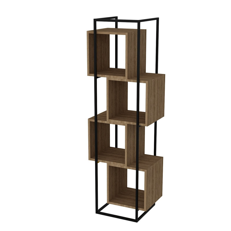 Agda 160cm H 38cm W Geometric Bookcase, Walnut/Black