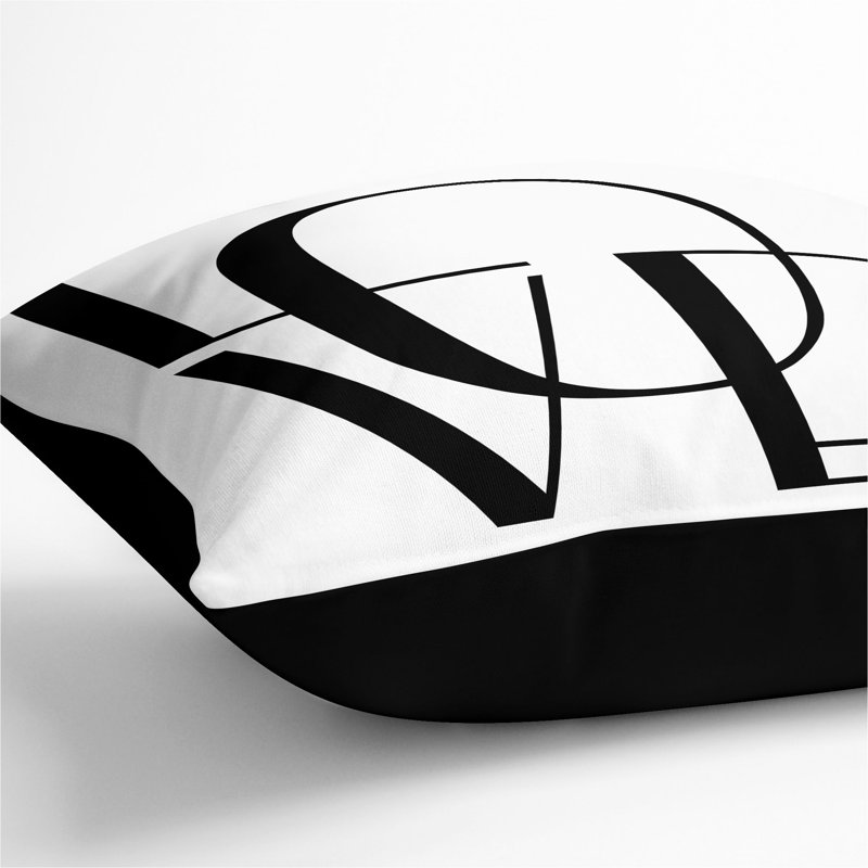 Square Cushion, Black, 55cm H x 55cm W x 20cm D