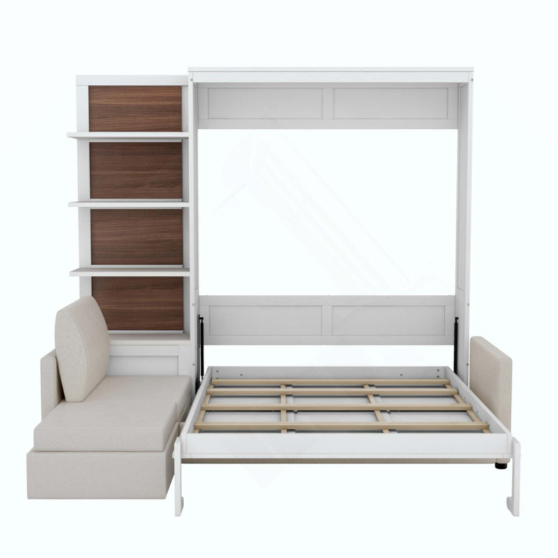 Lit escamotable mural avec canapé et tablettes Murphy, White