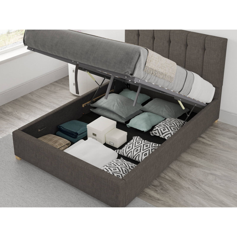 Hutridge Upholstered Lift Up Storage Bed, Super King (6'), Slate
