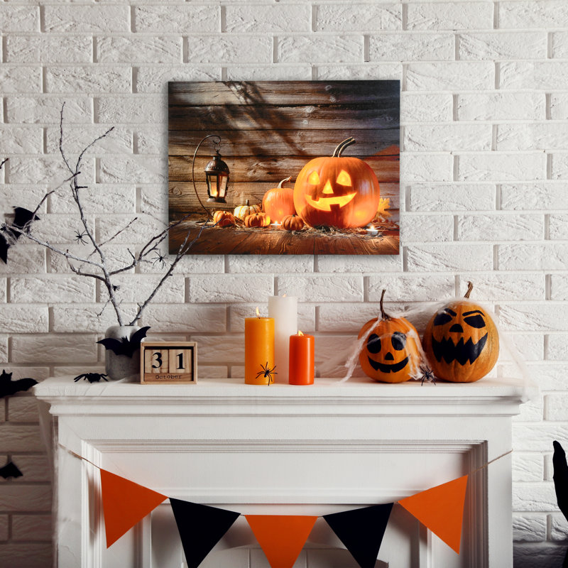 Battery-Operated Lighted Wall Art - Jack O' Lantern 