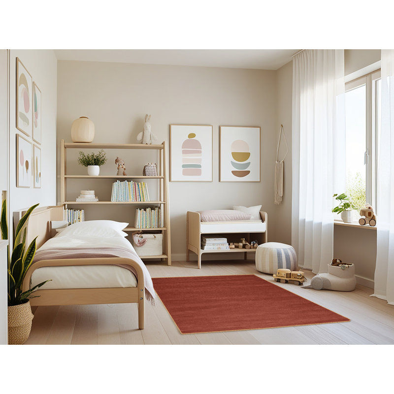 Machine Washable Solid Brown Area Rug, Rectangle 3' x 5'