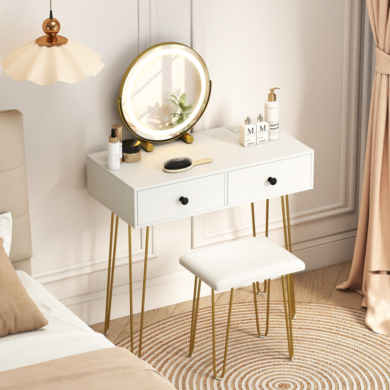 Dressing Table, White/Gold