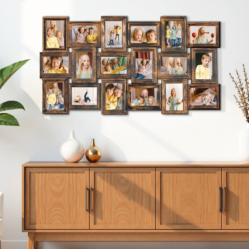 Ensemble de 18 cadres photo collage en PVC, Gold