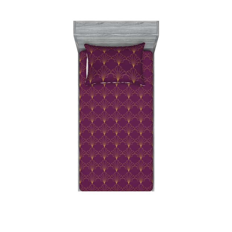  Ensemble de draps en microfibre géométrique, Ensemble de draps pour lit simple TG avec 1 taie d, Prune / brun sable