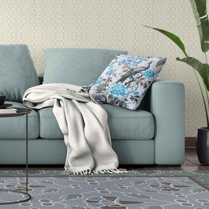 Coussin Peacock Panache Broadcloth, H 26 po x l 26 po, Bleu / gris