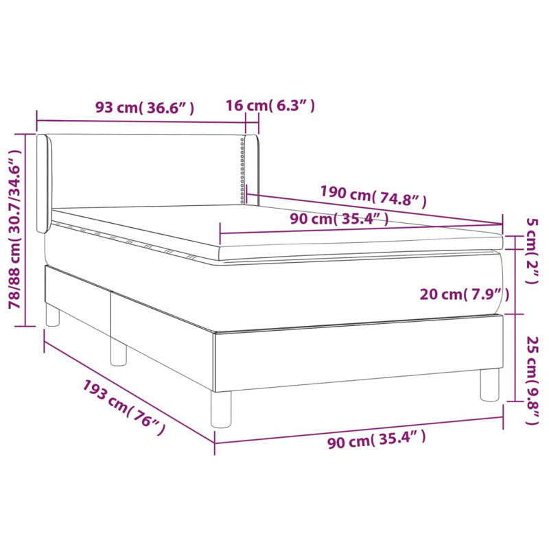Aleighia UK Single - DE 90 X 190 Cm Bed, Dark Grey/Black, Single (3')