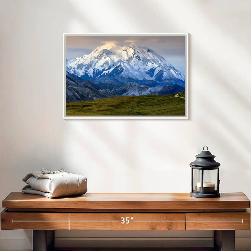 Denali en Alaska, Cadre flottant blanc, 19 po x 13 po