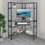 Bureau d'ordinateur de coin avec prises de courant-564369517