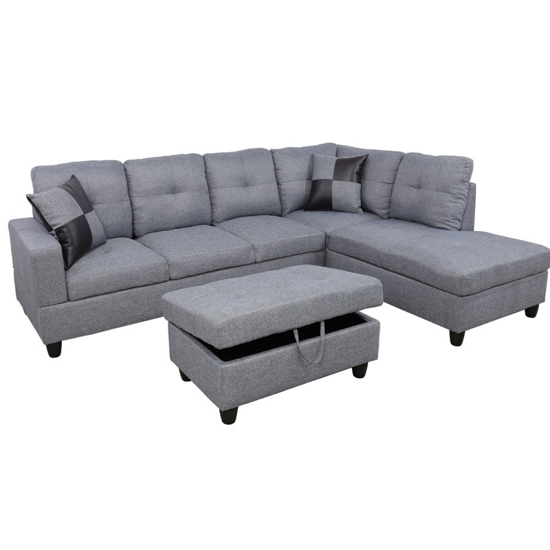 Palmer Square Upholstered Sectional, Right Hand Facing, Gray